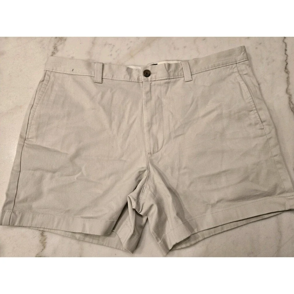 J. Crew NWT 5in Flex Chino Light Khaki Shorts Size 38 Mens Flat Front Casual